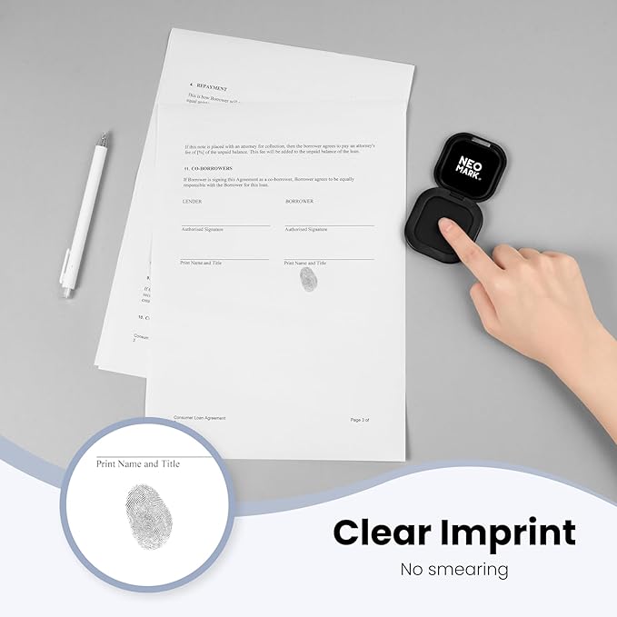 Premium Fingerprint Ink Pad, Thumbprint Ink Pad, Quick-Drying and AP-Certified, for Office Notary Supplies Identification Security ID Fingerprint Cards Law Enforcement (Black, 1 Pc)