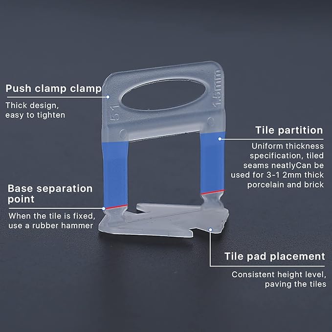 Tile Leveling System Clips Spacers Tile Leveler Clips DIY Tile Leveler Spacers 4200 Pcs 1/16" (1.5mm) for Professional Ceramic Tile and Stone Installation (4200 1/16")