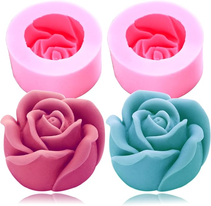 3D Rose Silicone Molds, 2PCS Big Rose Resin Candle Mold, Bloom Flower Silicone Fondant Mold for Handmade Chocolate Candy Cake Dessert Soap Wax Candle Polymer Clay Art Craft