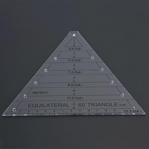 60 Degree Triangle Ruler for Quilting, 6.54 * 6.19in Triangle Quilting Ruler, Triangle Quilting Ruler Transparent for Sewing Cut Measurement DIY Tools