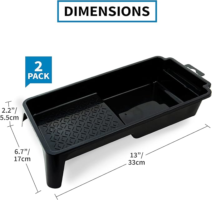 Precision Defined Paint Trays, Paint Roller Trays Liner, Plastic Paint Pan for Roller Brushes, Painting Tray for Painting with Deep Paint Pocket (Paint Roller Tray (2-Pack), 4-inch)