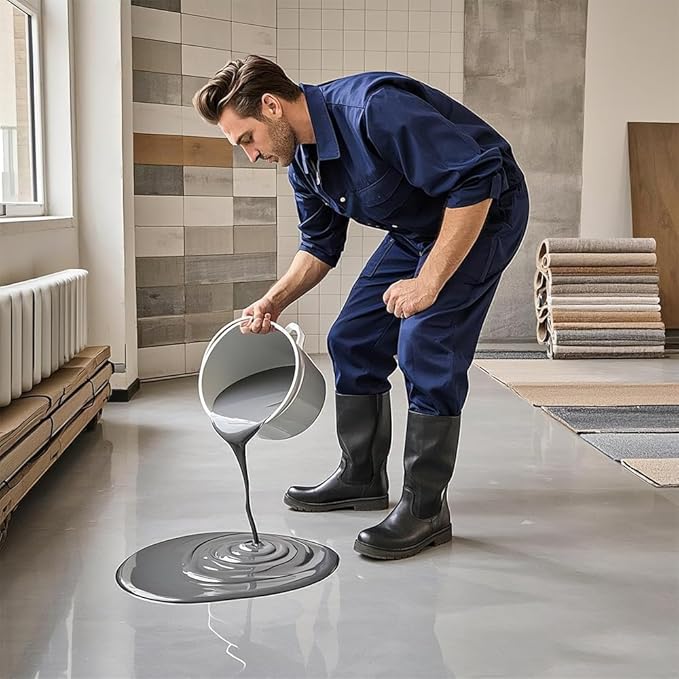 Epoxy Colored Sand Floor Paint, Epoxy Floor Paint for Concrete, High Gloss Marble Effect Coating, Waterproof Non-Slip Concrete Paints, Suitable for Indoor/Outdoor Use (Dark Gray,640 oz/20 kg)