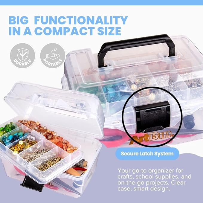 ArtBin 6890AG Small Project Box, Portable Art & Craft Organizer with Lift-Out Tray, [1] Plastic Storage Case, Clear (Pack of 6)