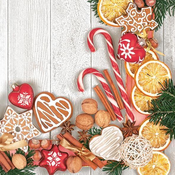 20-ct 13x13 Christmas Paper Decoupage Napkins, 3-Ply Servilletas Tissue Napkin for Dinner and Parties, Disposable Napkins (Flavors)
