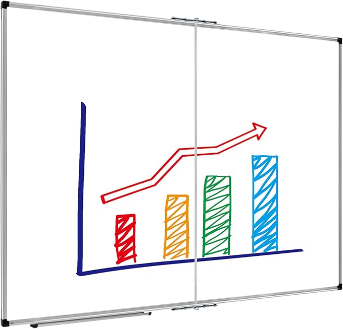 XBoard Dry Erase Board 60 x 48 Inch | Foldable Magnetic White Board for Wall with Marker Tray 5' x 4' | Aluminum Frame Folding Message Presentation Board