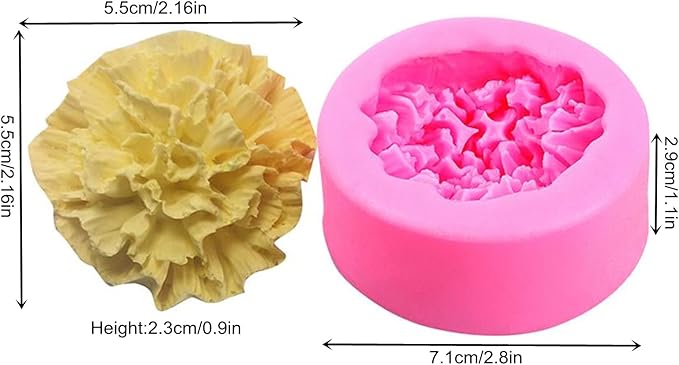 Carnation Flower Silicone Mold for Fondant Chocolate Candy Cake Decorating Candle Soap Baking Pastry Polymer Clay