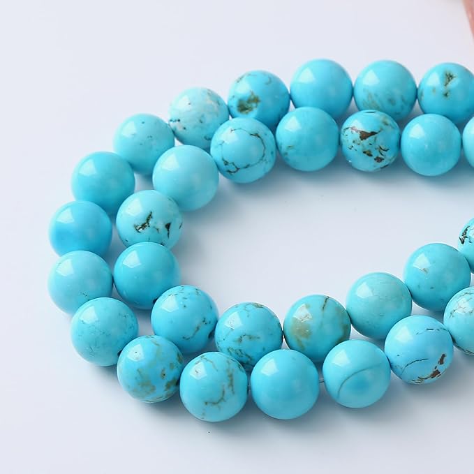 6mm 60pcs A+ Natural Blue Turquoise Beads Round Spacer Loose Stone Beads for Jewelry Making DIY Bracelet Necklace Accessories