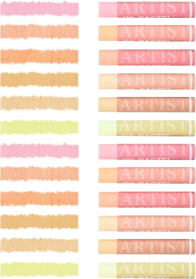 qianshan Soft Oil Pastels 12pc Set of 6 Assorted Colors,Non Toxic,Soft Texture Vibrant and Creamy Oil Crayons Pastels Art Supplies For Professional Artists Beginners Drawing.Skin