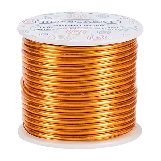 BENECREAT 9 Gauge 55FT Gold Jewelry Craft Wire Tarnish Resistant Bendable Aluminum Sculpting Metal Wire for Jewelry Craft Beading Work, 3mm