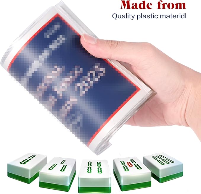 Frosted PVC Mahjong Card Sleeves - Waterproof Protectors for Mahjong Cards 2025, Soft Durable Cover fits 6.3x4.8 inch scorecard, Perfect for Mahjong Tile Set Gifts (Large-4)