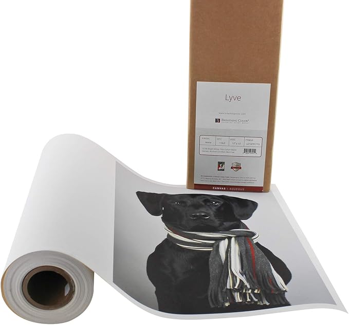 Premium Lyve Matte Canvas Paper Perfect For Use on Professional Makes and Models of Epson, Canon and HP printers preferred by Professionals. 19 mil textured Canvas offered in a 54 inch by 40 ft roll