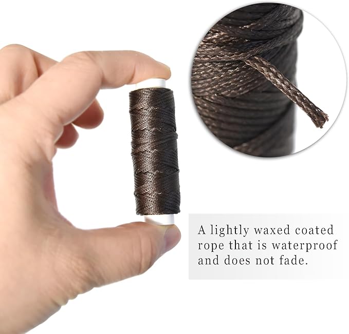 Waxed Thread for Leather Sewing 24 Colors 210D Hand Stitching Thread Waxed Flat Cord for Hand Sewing Book Binding Shoe Repairing