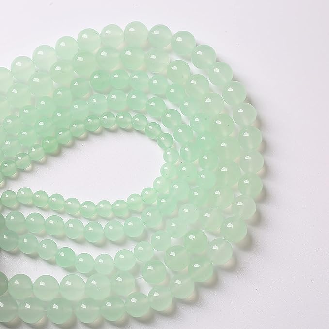 12mm 32pcs Natural Green Jade Chalcedony Beads Energy Healing Power Stone Beads for Jewelry Making Round Loose Beads DIY Bracelet 15" (Green Jade, 12mm)
