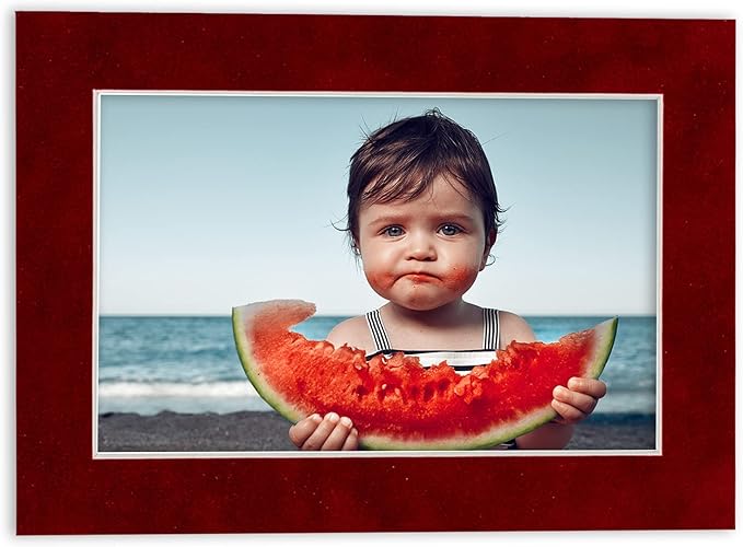 Pack of Ten Acid Free 8x10 Mats Bevel Cut for 5x8 Photos - Bright Red Suede Precut Matboards With Backing Boards and Self Seal Photo Mat Bags For Pictures, Photos, Framing - 4-ply Thickness
