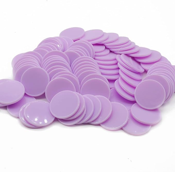 Set of 100 Opaque Plastic Learning Counters Mini Poker Chips Game Tokens with Storage Box (Thistle, 1.26 Inch)
