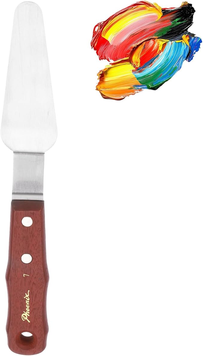 MECCANIXITY Pack of 1 Large Palette Knife No.7, 10.2" Long Palette Knives with Stainless Steel Flexible Spatula Pallet Knife and Wood Handle for Scraping, Mixing, Oil Acrylic Painting Canvas