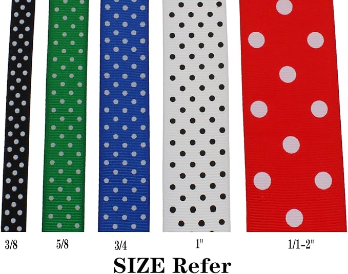 Polka Dot Grosgrain Ribbon 25 Yard Each Roll 100% Polyester (3/8", Gray)