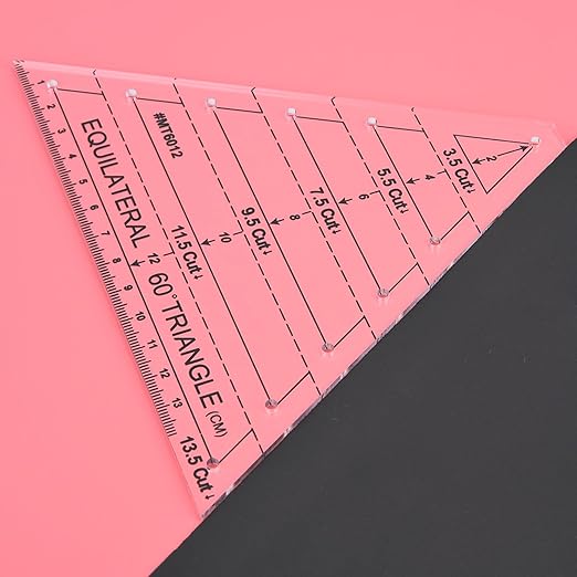 60 Degree Triangle Ruler for Quilting, 6.54 * 6.19in Triangle Quilting Ruler, Triangle Quilting Ruler Transparent for Sewing Cut Measurement DIY Tools