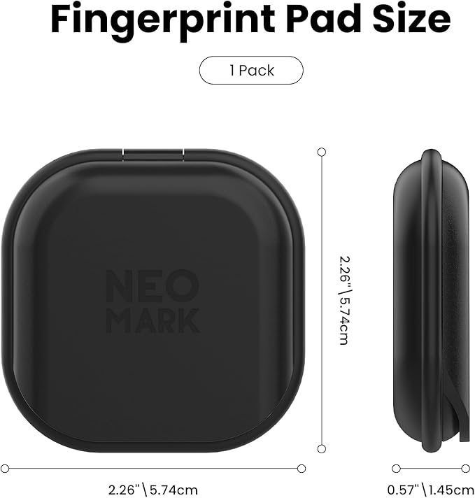 Premium Fingerprint Ink Pad, Thumbprint Ink Pad, Quick-Drying and AP-Certified, for Office Notary Supplies Identification Security ID Fingerprint Cards Law Enforcement (Black, 1 Pc)