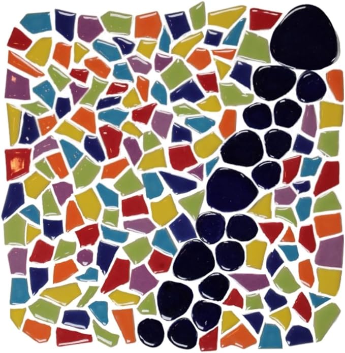 Ceramic Mosaic Tiles for Crafts & Art Projects 200 Grams Vibrant Colors Pieces Fit Together Like a Puzzle Endless Creative Ideas for Mosaic Art DIY Hobbies Small Sizes (Black & White Mix)