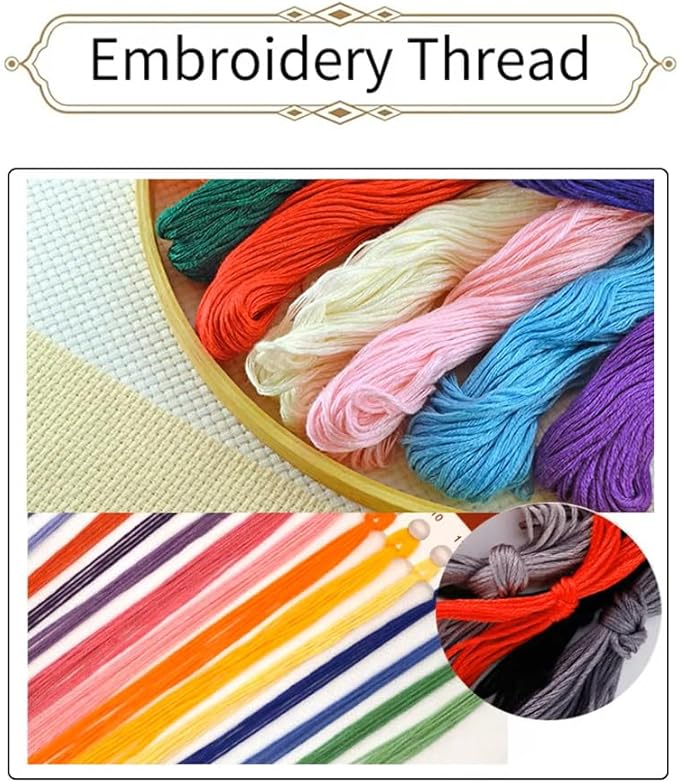 Threadhaven Cross-Stitch Kit 14CT Aida Counted Embroidery Complete Set with Fabric, Threads-Premium Beautiful Girls Design for Adults & Beginners- The Girl with The Wreath 16.1''×20''