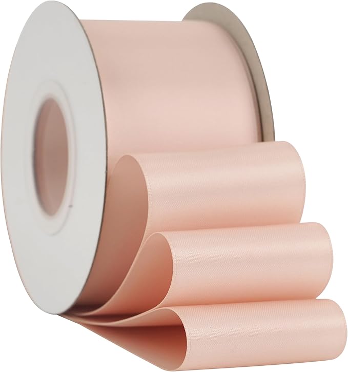 HUIHUANG Rose Gold Satin Ribbon 2 inch Wide Double Faced Satin Ribbon Rose Gold Ribbon for Gift Wrapping, Bows Making, Flower Bouquet, DIY Crafts, Bridal Shower, Holiday Party Decor-25 Yards/Roll