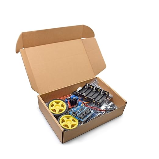 Smart Robot Car Chassis Kit with UNO R3 Module - Educational DIY Toy, 2WD with Battery Box and Speed Encoder for Tracking Obstacle Avoidance - Designed for Beginners to Learn Programming