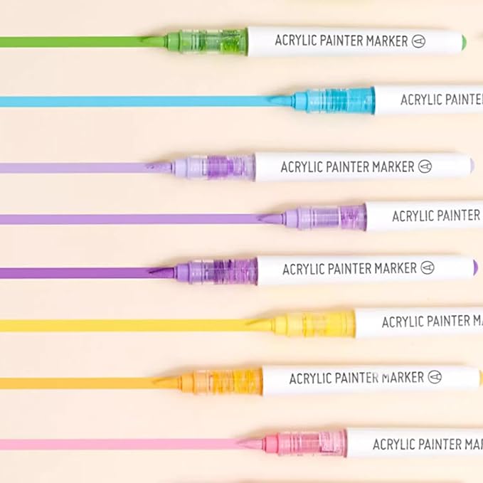 Water Based Acrylic Paint Markers, 9 Colors Acrylic Paint Pens Set with Soft Brush Tip, Marker Pen for Rock Painting, Egg, Wood, Glass, Paper, Acrylic Painter Ink (Dopamine Series-2)