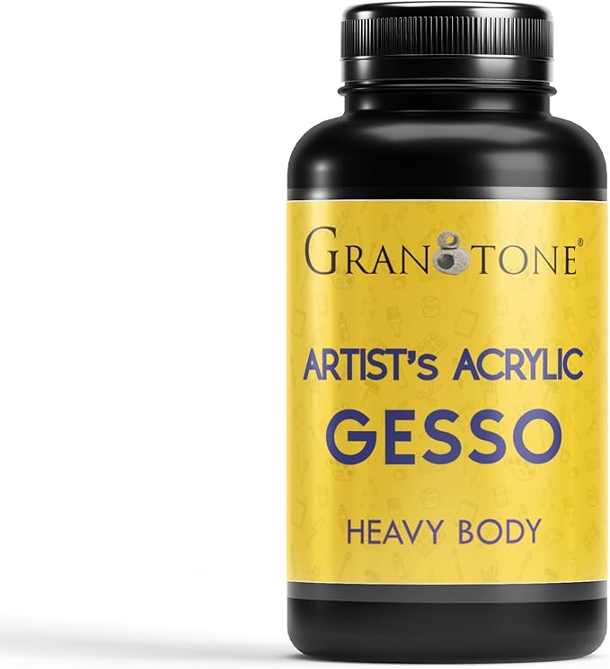 GRANOTONE Acrylic Gesso Water Base | Matte Finish | Interior/Exterior Use | Long Lasting For Acrylic Painting | Non-Toxic Universal Gesso Finish Primer, Black
