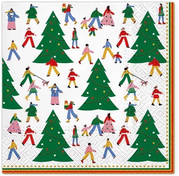 20-ct 13x13 Christmas Paper Decoupage Napkins, 3-Ply Servilletas Tissue Napkin for Dinner and Parties, Disposable Napkins (Christmas Hustle)