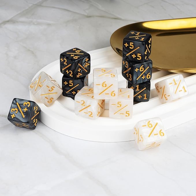 48 PCS MTG Dice Counters Bulk Black Ability Keywords Counter Marble Life Buff Tokens Dice Compatible with Magic The Gathering Cards Game Accessories