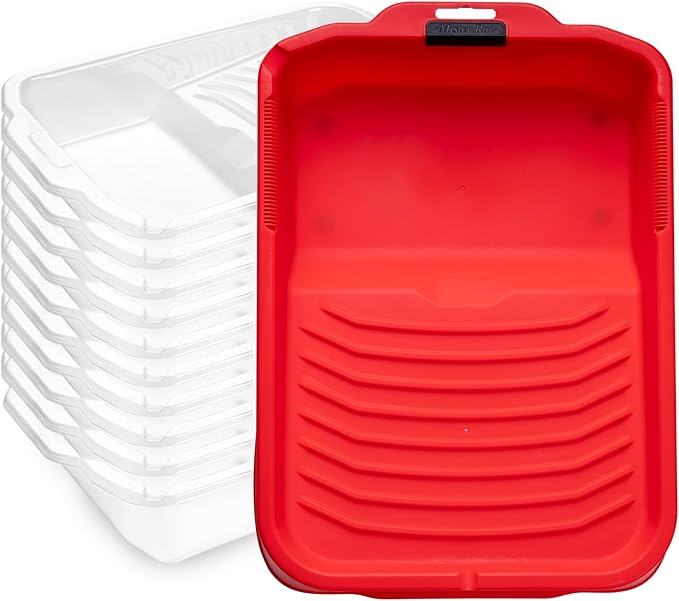 Mister Rui Paint Tray, 11 Pack, 9 Inch Paint Tray with 10 Liners, Thickened Plastic, Paint Pan Liners, Paint Roller Trays for Painting & DIY