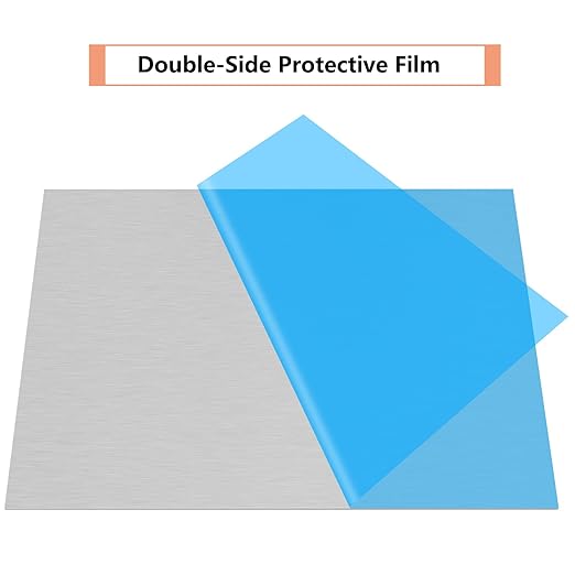 6Pack 5052 H32 Aluminum Sheet Metal 12 x 16 x 1/64 (0.02”) Inch Flat Plain Aluminum Plate Covered with Protective Film, Rectangle Aluminum Metal Plate for Crafting, Industrial, 0.5mm