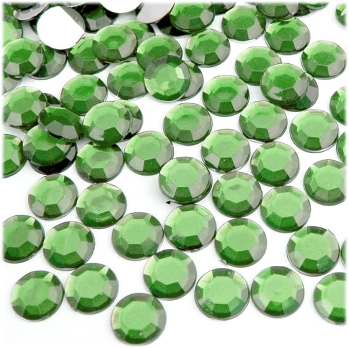 The Crafts Outlet 144pc Rhinestones Round 10mm - Flatback Olive Green EGR