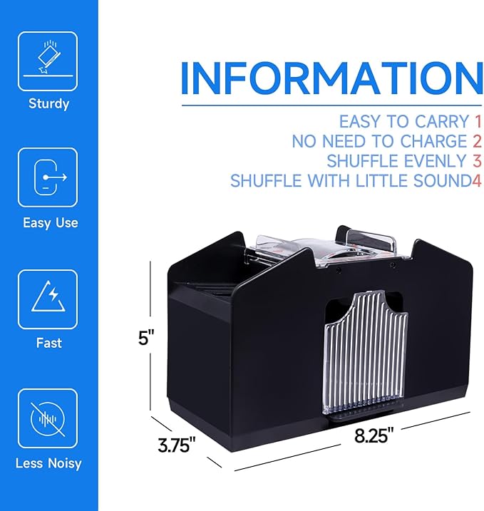 GSE Games & Sports Expert 4-Deck Automatic Card Shuffler, Battery-Operated Shuffler Machines for Playing Cards, Blackjack, Texas Hold'em, Canasta, UNO, Rummy, Bridge