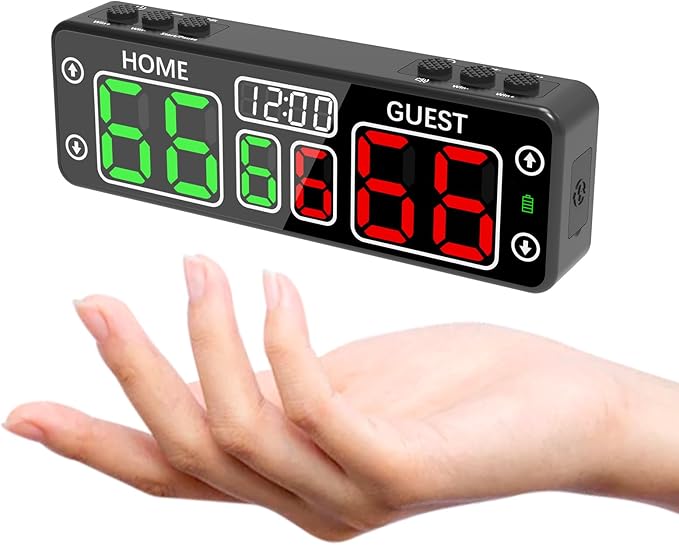 Mini Digital Scoreboard - Portable Tabletop Scoreboard for Games, Wireless Battery Powered Electronic Scoreboard with Buzzer, Score Keeper for Ping Pong/Cornhole/Basketball/Volleyball