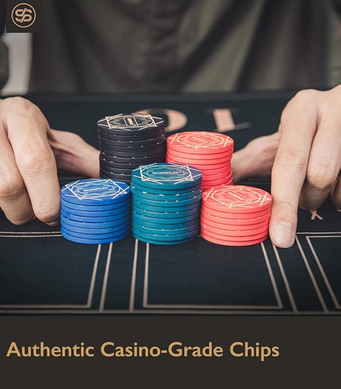 SLOWPLAY Nash Ceramic Poker Chips in Bulk, Casino Grade Ceramic 10-Gram Poker Chip for Texas Hold'em, 39mm Professional Chips Pack of 50 with Denomination of 5