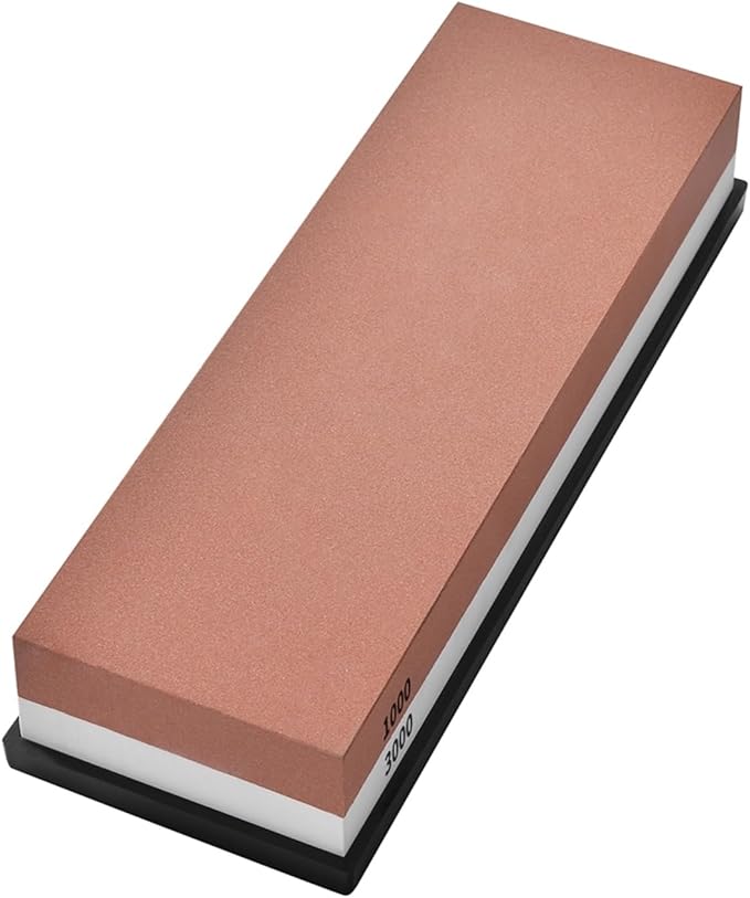 Klaus Meyer Premium Whetstone Knife Sharpening Stone 2 Side Grit 1000/3000 Waterstone- Whetstone Knife Sharpener- NonSlip Silicone Base