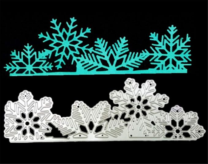 Metal Cutting Dies DIY Merry Christams Embossing Stencil Template Scrapbooking Card Making Mold Photo Album Arts Crafts Tools (Snowflakes label-13.3x4.2cm)