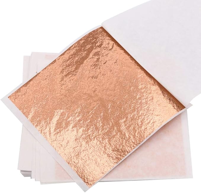 KINNO Imitation Gold Foil Sheets - Rose Gold Leaf Paper Multipurpose for Nails, Handcrafts, Picture Frames, Arts Decoration, Sculpture, Wall, Line, and Furniture, 100 Sheets 3.15 by 3.35 Inches