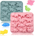 2 Pack 3D Cute Dinosaur Silicone Molds 12 Cavity Dinosaur Themed Baking Mould Tray DIY Baking Tool for Easter Chocolate Cake Dessert Candy Mousse Pastry Handmade Soap Cupcake Topper