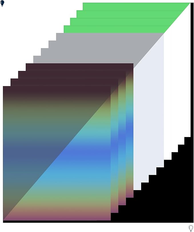 QuuCut Heat Transfer Vinyl Bundle: 12 Pack 12" x 10" Sheets, Reflective Silver, Rainbow and Glow in The Dark, Iron on Vinyl for T-Shirts, Cricut & Silhouette - Easy to Cut & Weed