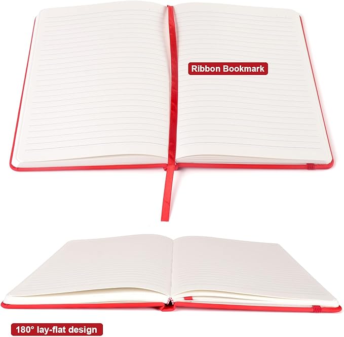 Comix Lined Journal Notebook for Women Men, Journaling Notebooks for Office School Home, 240 Pages, 5.5" x 8.3", College Ruled, A5, Hardcover, Red