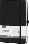 Lined Journal Notebooks for Work, Travel, College, A5 Size 100 GSM Thick Paper, Classic Ruled Journaling Notebook, Hardcover Notepad for Writing 160 Pages, 5.5 x 8.3 inch, Black