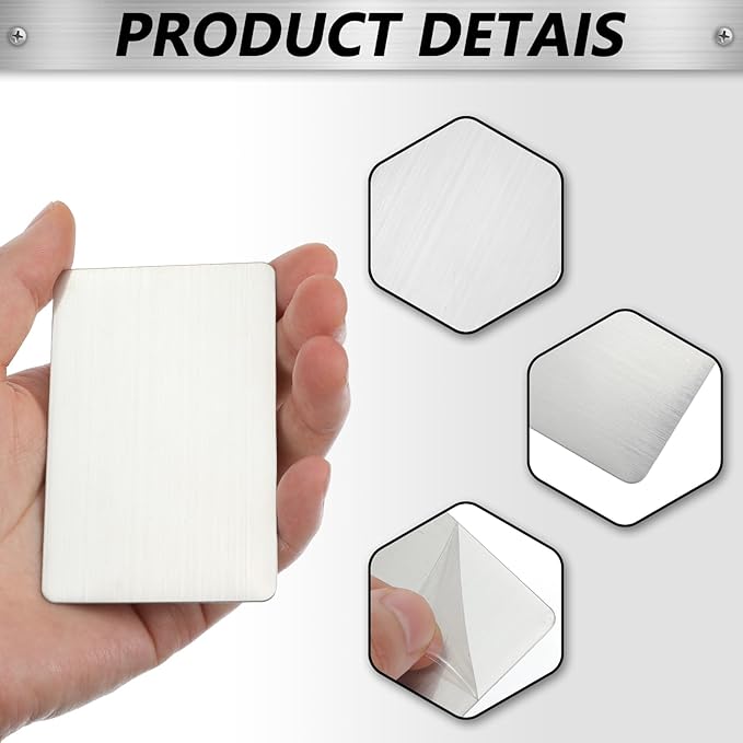 30 Pieces 304 Stainless Steel Metal Business Cards Blank Steel Laser Engraving Stainless Cards for House Office Customer DIY Gift Plate, 86 x 54 mm(0.8mm Thickness)