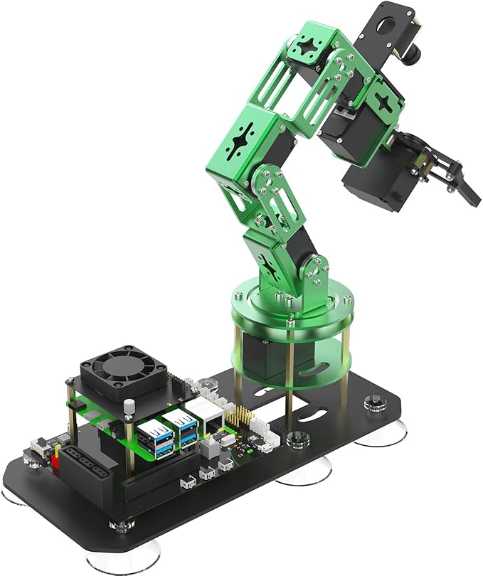 Yahboom Robotics Arm Kit 6DOF with RaspberryPi 5-4GB RAM AI Programmable Electronic DIY Robot Hand Building for Adults ROS Open Source with Gripper(DOFBOT-Pi5-4GB)