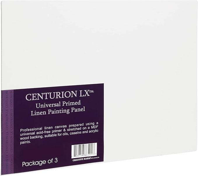 Centurion All-Media Primed Linen Panels - 16x20 3 Pack - 11oz Universal Primed Canvas Boards for Painting, Mounted on MDF Wood, Non-Warping, Ideal for Artists, Professionals, and Painters