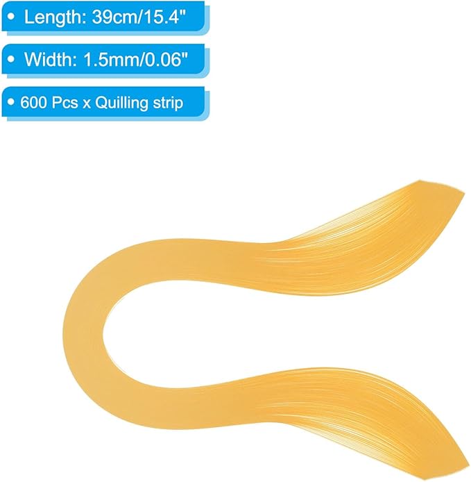 PATIKIL Quilling Strips Paper 600pcs 1.5mm 39cm Origami Paper Quilling Kits for Art DIY Hand Craft Christmas, Gold Yellow