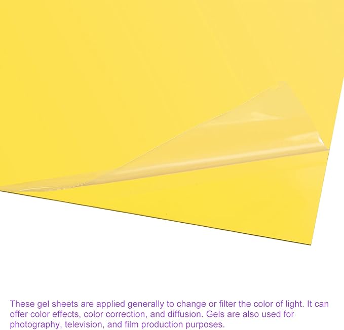 DMiotech 4Pcs Correction Gel Light Filter Overlay Transparent Plastic PVC Sheets Yellow for Photo，Film,Video