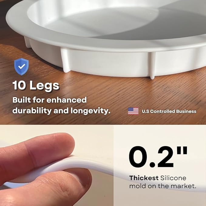 Alaskey® Premium Round Resin Table Silicone Mold 10"x2" | Durable, Reusable, No Seal Required | Large Epoxy Resin Mold for DIY Effortless River Table, Coasters, Cutting Boards, Charcuterie, and Crafts